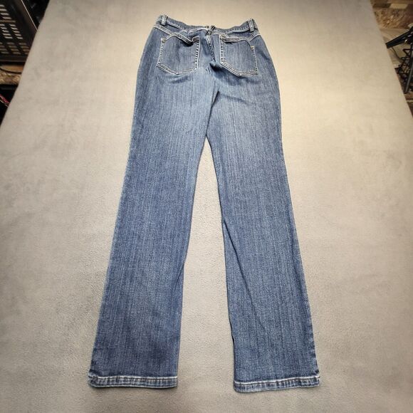 Duluth Trading Jeans Womens 8 Blue Straight Leg Distressed Denim - Picture 8 of 9